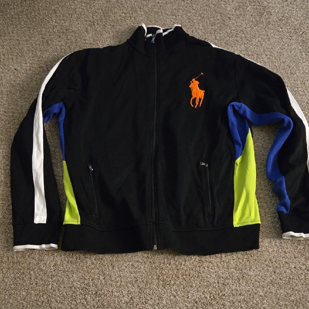 Polo by Ralph Lauren Black Jacket with Orange and White Accents
